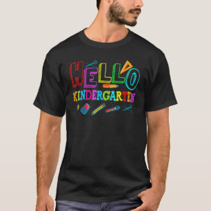 Camiseta Olá Jardim de Infância Professor de Volta às Aulas
