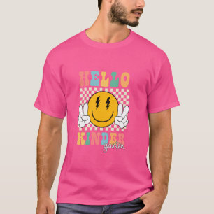 Camiseta Olá Jardim de Infância Retro Sorriso Professores C