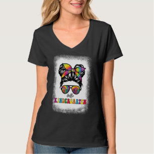Camiseta Olá Jardim Infantil Garota Kinder Tie Dye Messy Bu