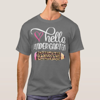 Camiseta Olá Jardim Infantil Leopard Pencil De Volta À Esco