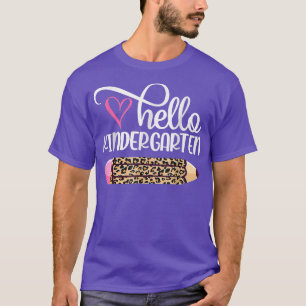 Camiseta Olá Jardim Infantil Leopard Pencil De Volta À Esco