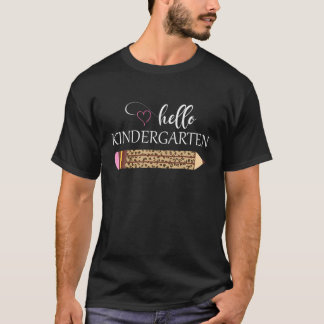 Camiseta Olá Jardim Infantil Leopard Pencil De Volta À Esco