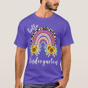 Camiseta Olá Jardim Infantil Lepard Sunflower Rainbow Back