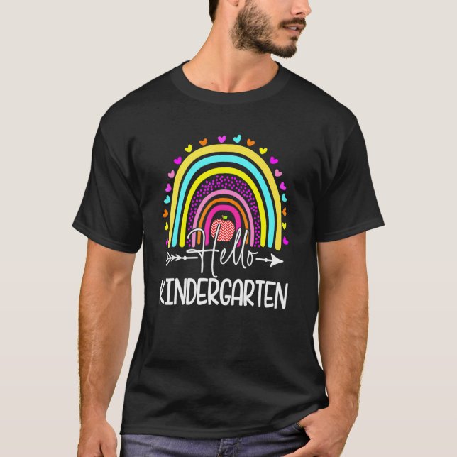 Camiseta Olá, Jardim Infantil Rainbow Professora Kids De Vo (Frente)