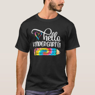 Camiseta Olá, Jardim Infantil Tie Dye Pencil Engraçado Prim