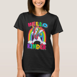 Camiseta Olá Kinder Dabbing Unicórnio Volta às Escolas Cria