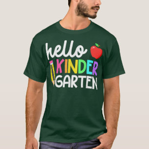 Camiseta Olá Kindergarten Team Kinder de volta ao Teac da e