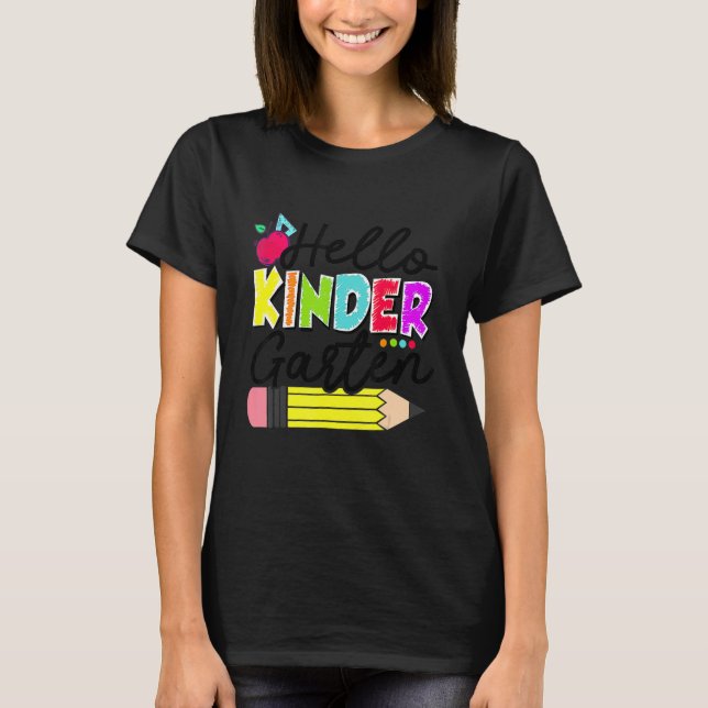 Camiseta Olá Kindergarten Team Kinder De Volta Ao Teac Da E (Frente)