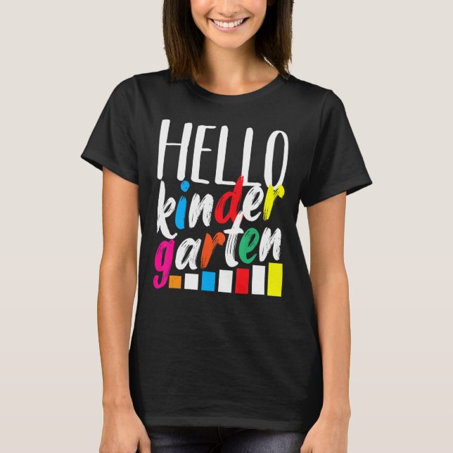 Camiseta Olá Kindergarten Team Kinder De Volta Ao Teac Da E (Frente)