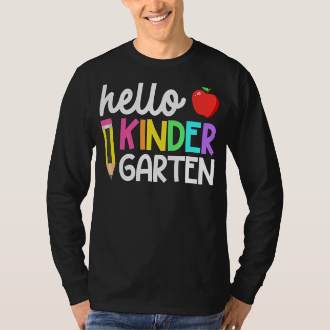 Camiseta Olá Kindergarten Team Kinder De Volta Ao Teac Da E (Frente)
