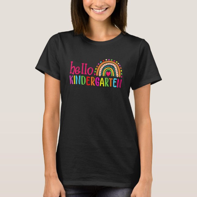 Camiseta Olá Kindergarten Team Kinder De Volta Ao Teac Da E (Frente)