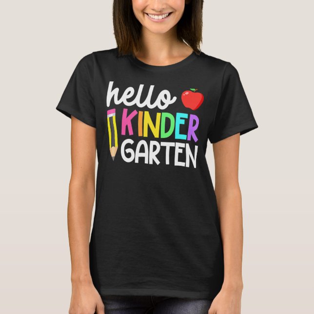 Camiseta Olá Kindergarten Team Kinder De Volta Ao Teac Da E (Frente)