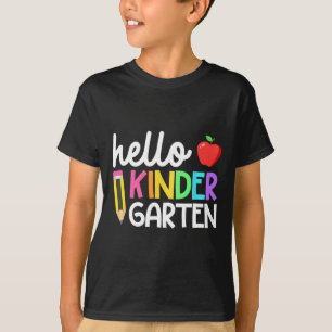 Camiseta Olá Kindergarten Team Kinder de volta ao Teac da e