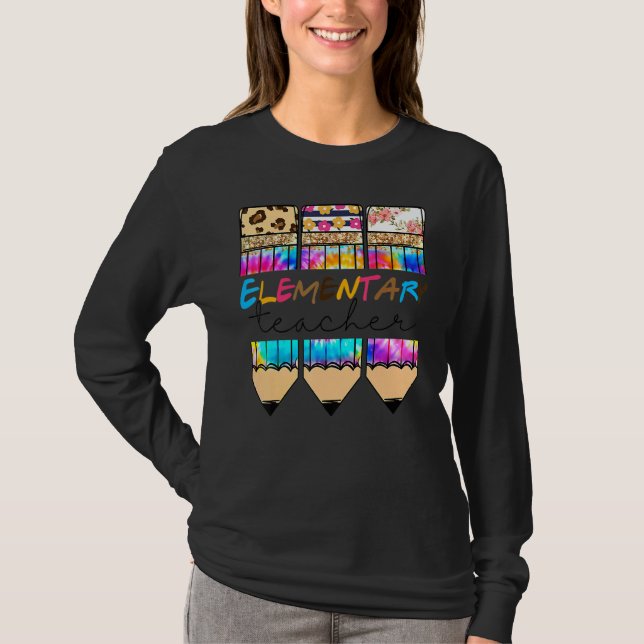 Camiseta Olá Lápis de Tinta Elementar Leopardo Cute Teac (Frente)