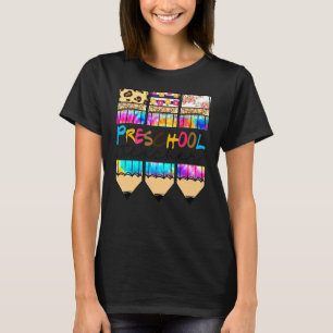 Camiseta Olá Lápis Tie Dye Leopardo Pré-escolar Ensinar Fof