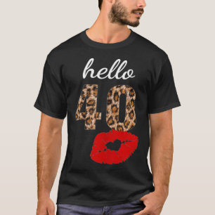 Camiseta Olá, Leopardo do aniversário de 40 anos de Present