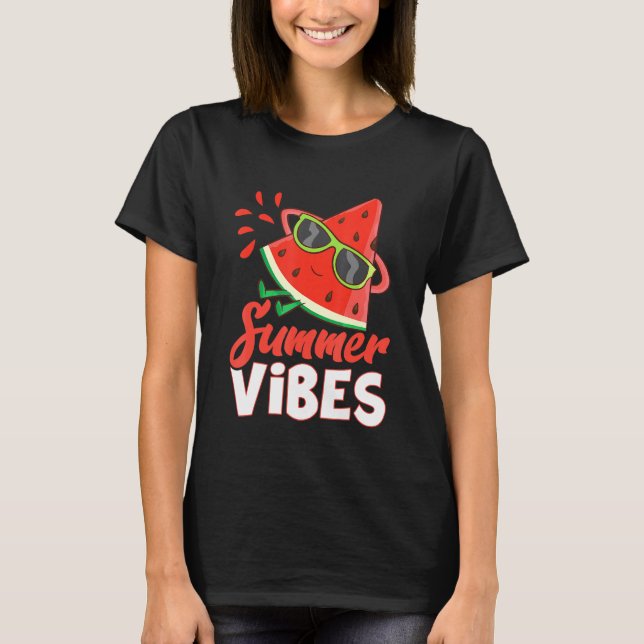 Camiseta Olá, Melancia de Verão com óculos de sol (Frente)