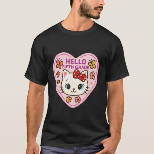 Camiseta Olá Menina da Quinta Série Kit Gatinho Gato Costas