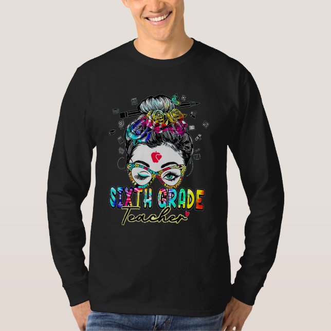 Camiseta Olá Meninas de 6º Ano Cabelo Desarrumado Tinta Cor (Frente)