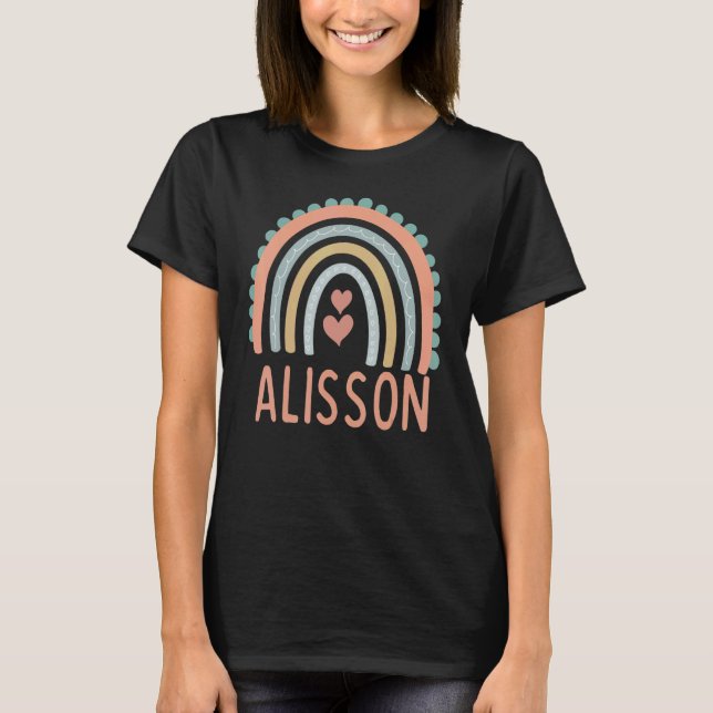 Camiseta Olá Meu Nome É ALISSON Rainbow Name Customer Pre (Frente)