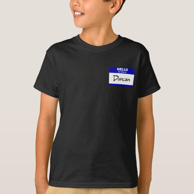 Camiseta Olá! meu nome é Duncan (azul) (Frente)