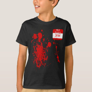 Camiseta Olá Meu Nome é Fantasia Divertida de Halloween