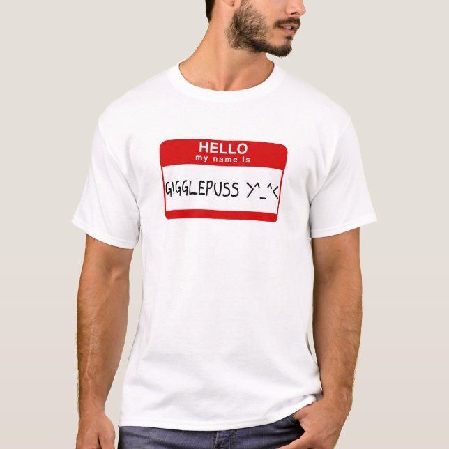Camiseta Olá!, meu nome é Gigglepuss (Frente)