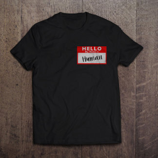 Camiseta Olá Meu nome é Impressão do tórax esquerdo humano