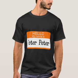 Camiseta Olá Meu Nome É Peter Sticker Nome de etiqueta Em U