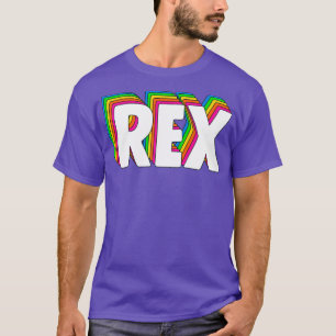 Camiseta Olá Meu Nome É Rex Rainbow Nome de etiqueta