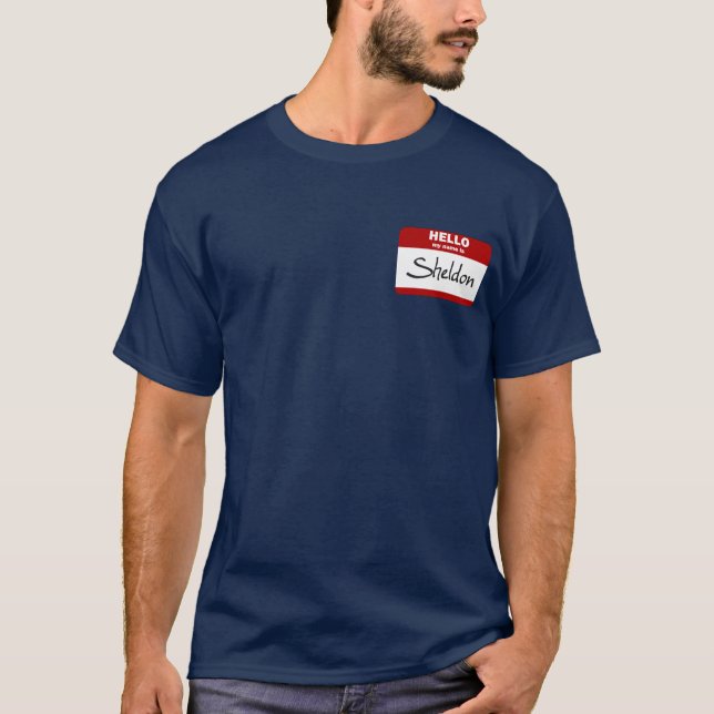Camiseta Olá! meu nome é Sheldon (vermelho) (Frente)