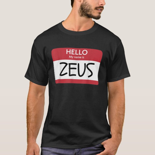 Camiseta Olá Meu Nome É Zeus Engraçado Grego Deus Halloween (Frente)