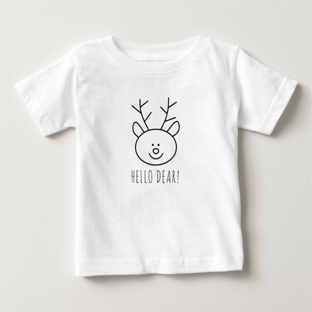 Camiseta Olá Mínimo Caro Reindeer de Natal (Frente)