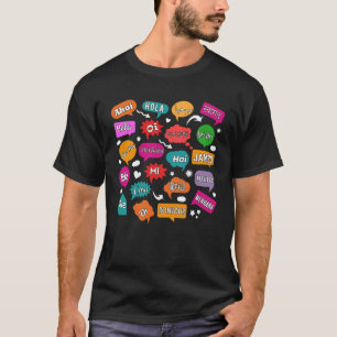 Camiseta Olá Mundo em Idiomas Diferentes Língua do Professo