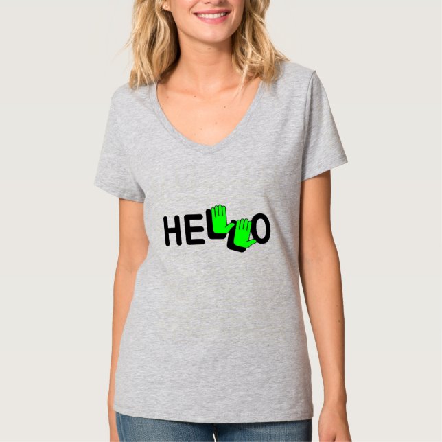 Camiseta Olá Neon Mãos (Frente)