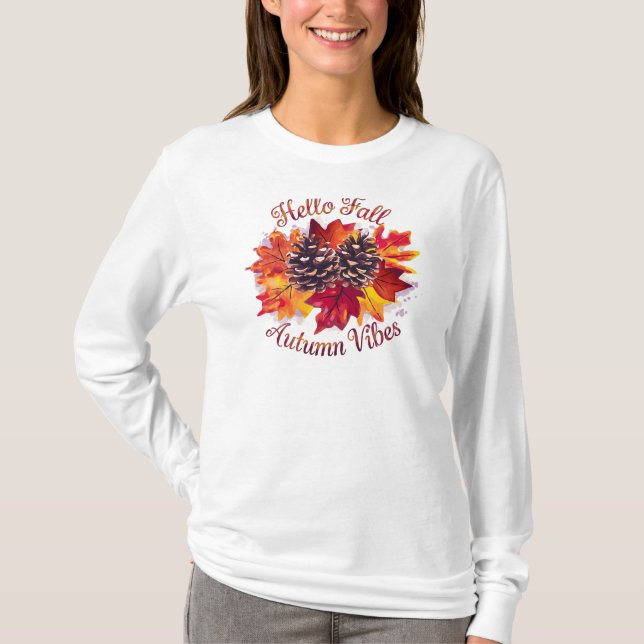 Camiseta Olá, outono, Autumn Vibes (Frente)