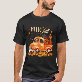 Camiseta Olá Outono Cachorro Dachshund Engraçado Abóbora de