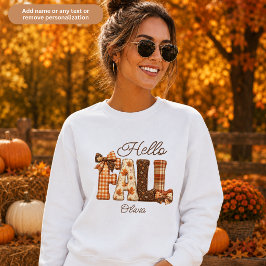 Camiseta Olá Outono Cottagecore Camisola de Estilo Remendad