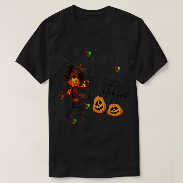 Camiseta Olá Outono Deixa Jack O' Lanterna Cair S (Frente do Design)