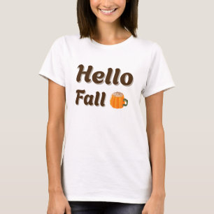 Camiseta Olá outono - Design de outono de Café Cozy