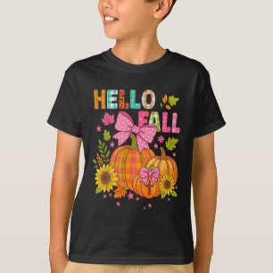 Camiseta Olá Outono Dia de Ação de Graças Coquette Boho Flo