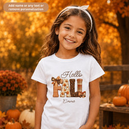 Camiseta Olá Outono Estilo Patchwork Personalizado Meninas