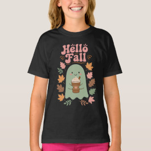 Camiseta Olá Outono Ghost Latte Abobrinha Tempero Aconchega