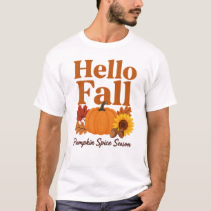 Camiseta Olá Outono Temporada de Abóbora e Especiarias C