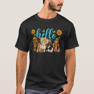 Camiseta Olá Outono Xadrez Vaca Fazenda Animais Menina Faze