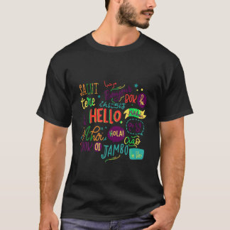 Camiseta Olá, palavra em diferentes idiomas Engraçado Summe
