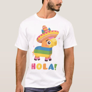 Camiseta Olá, Pinata Fofa Com Chapéu de Festa