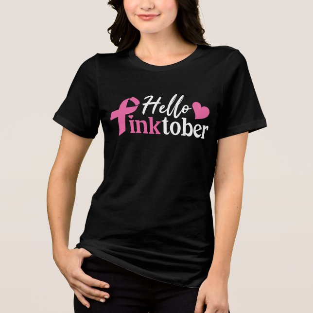 Camiseta Olá Pinknut Mês de consciência do câncer de mama (Frente)