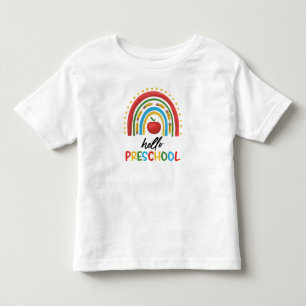 Camiseta Olá Pré-Escola Arco-Íris Volta à Escola