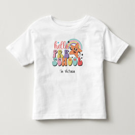 Camiseta Olá Pré-Escola Colorido Volta à Escola Branco